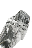 Kadın Gümüş Şeffaf Kalın Topuklu Metalik Terlik | Derimod