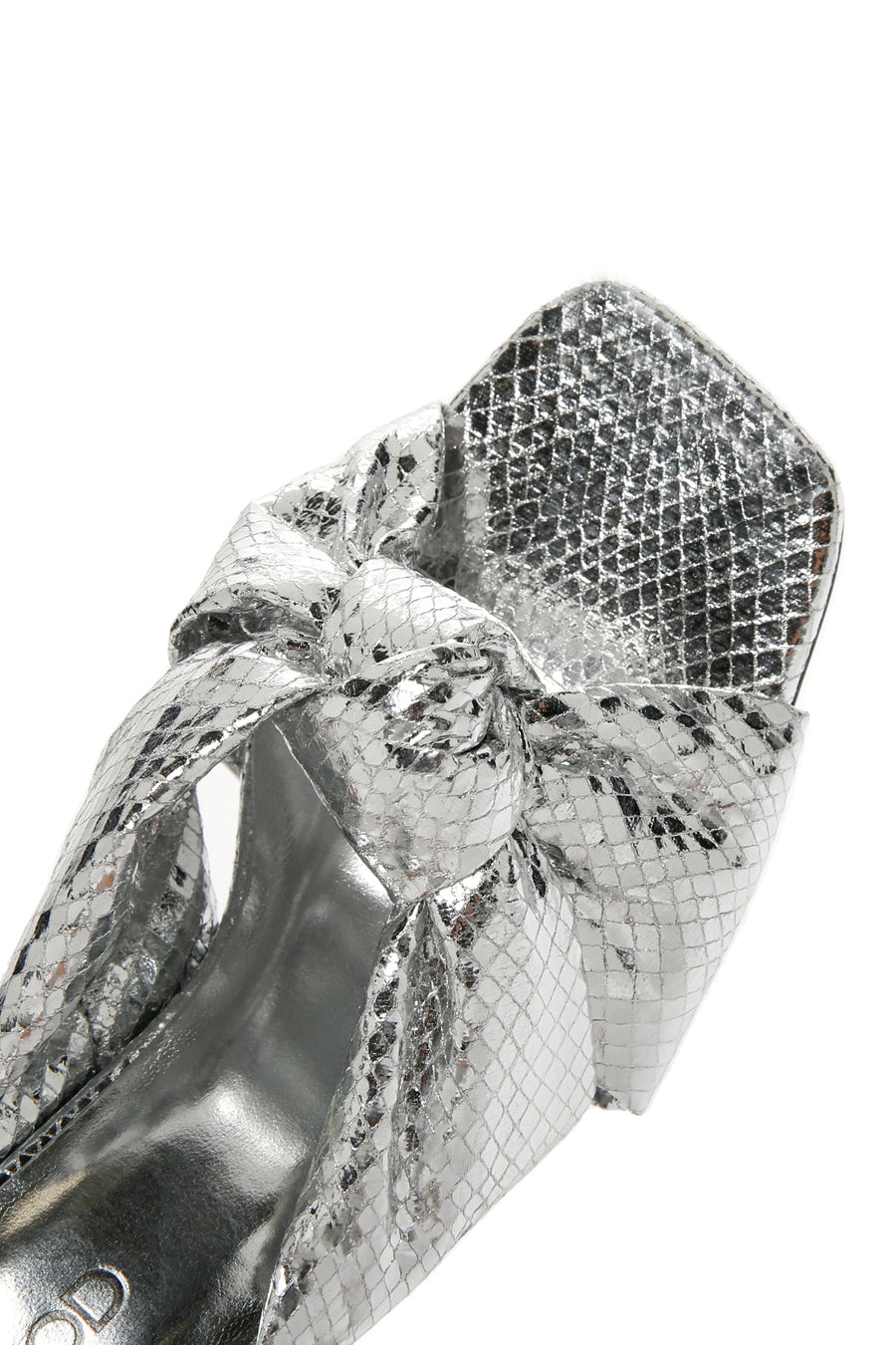Women's Silver Transparent Thick Heeled Metallic Slippers