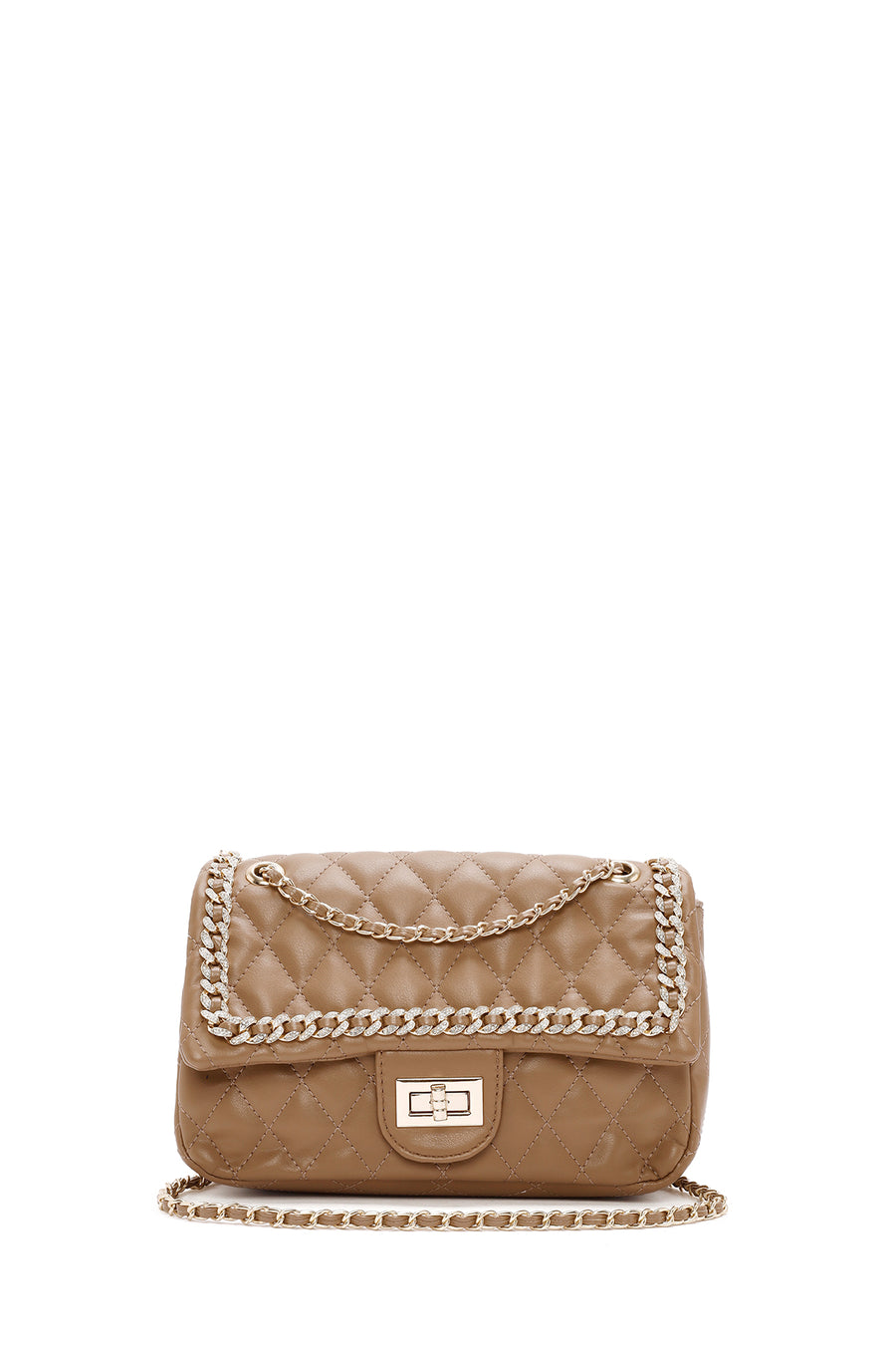 Women's Beige Long Strap Quilted Patterned Shoulder Bag 24WBD2656KP | Derimod