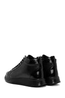 Men's Black Lace-Up Leather High Top Sneakers | Derimod