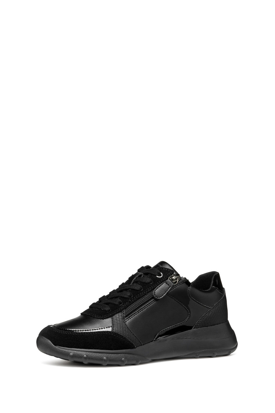 Geox Kadın Siyah Bağcıklı Kalın Tabanlı Deri Sneaker