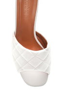 Women's White Quilted Heeled Slippers | Derimod