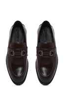 Men Brown Buckled Leather Loafer | Derimod