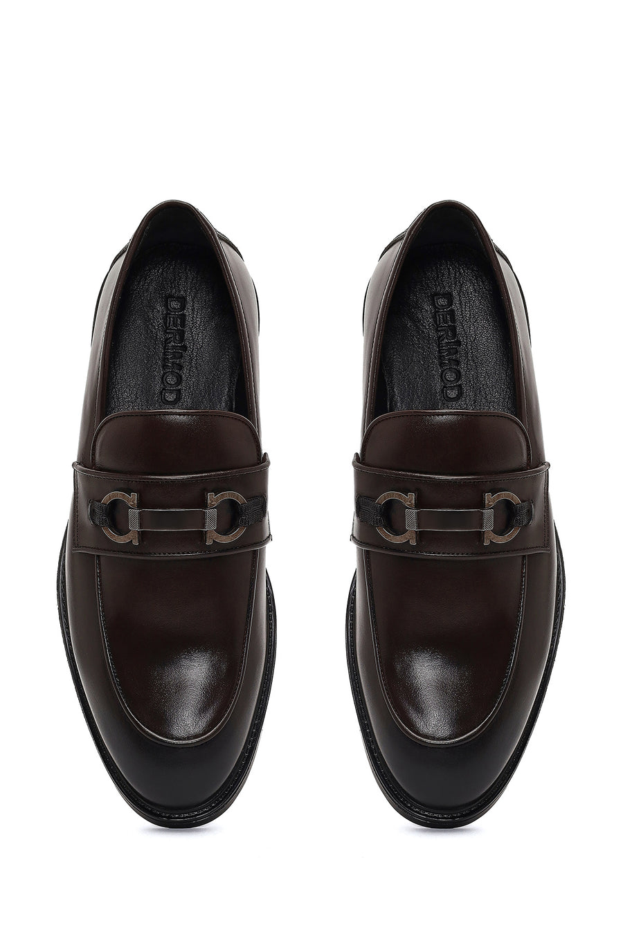 Men Brown Buckled Leather Loafer