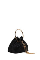 Woman Black Long Chain Strap Embellished Mini Evening Bag | Derimod