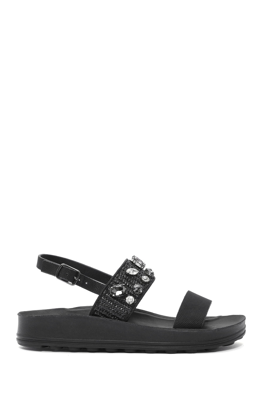 Women's Black Thick Soled Stoned Sandals 25SFE465014 | Derimod
