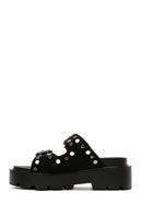 Women's Black Thick Soled Slippers | Derimod