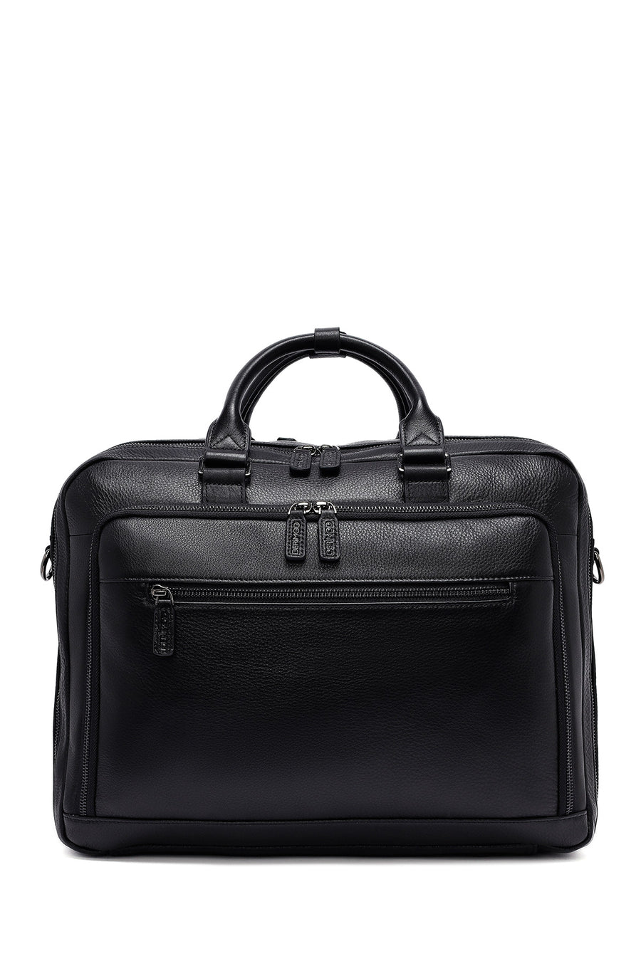 Men's Black Long Suspender Leather Briefcase