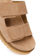 Women's Mink Double Buckle Suede Leather Slippers | Derimod