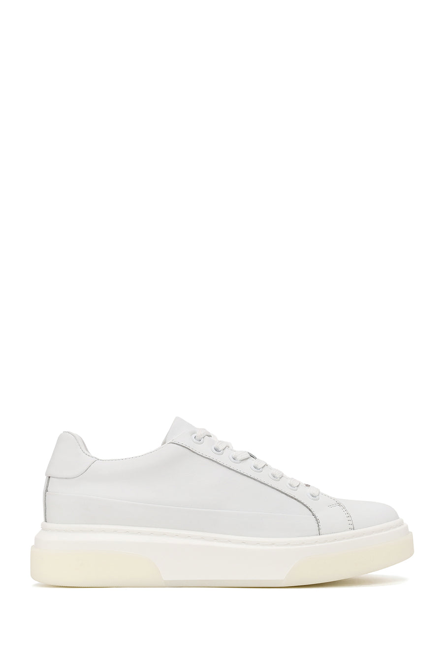 Erkek Beyaz Bağcıklı Kalın Tabanlı Deri Sneaker WM740005DV | Derimod