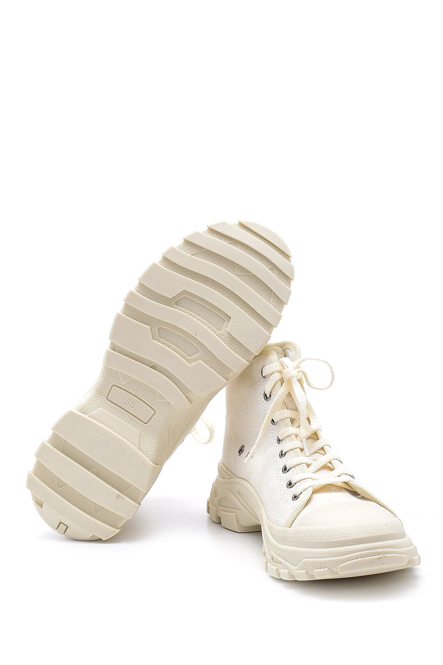 Women's White Lace-Up Boots