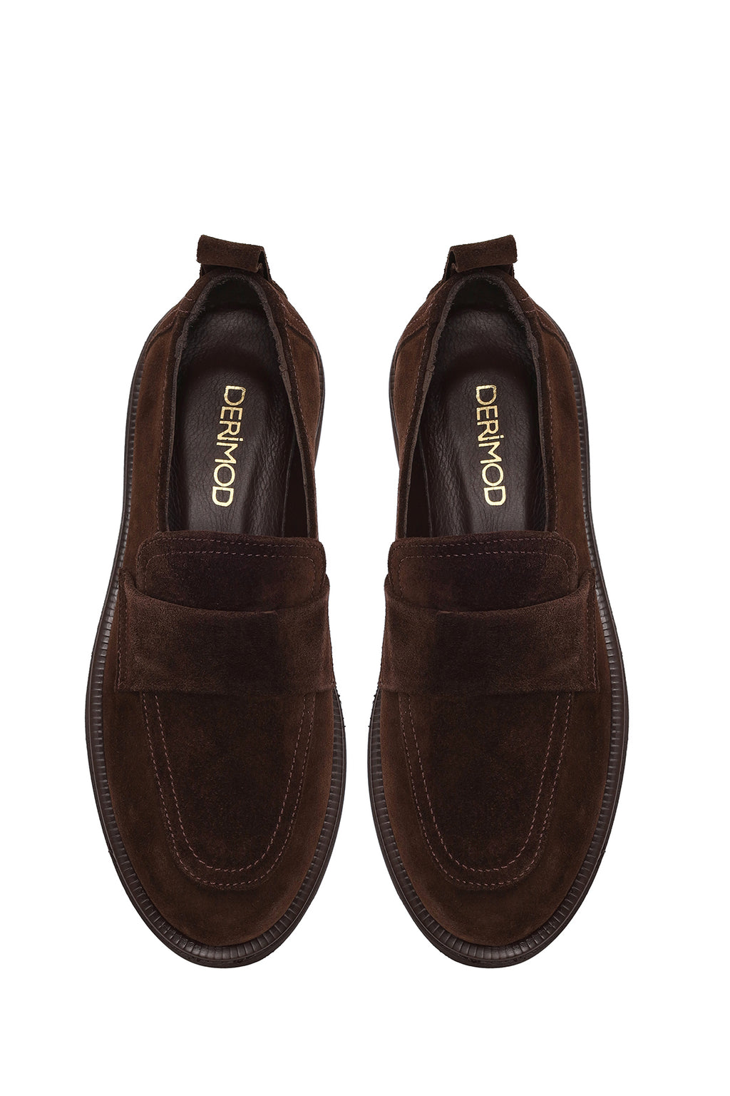 Kadın Kahverengi Süet Deri Maskülen Loafer
