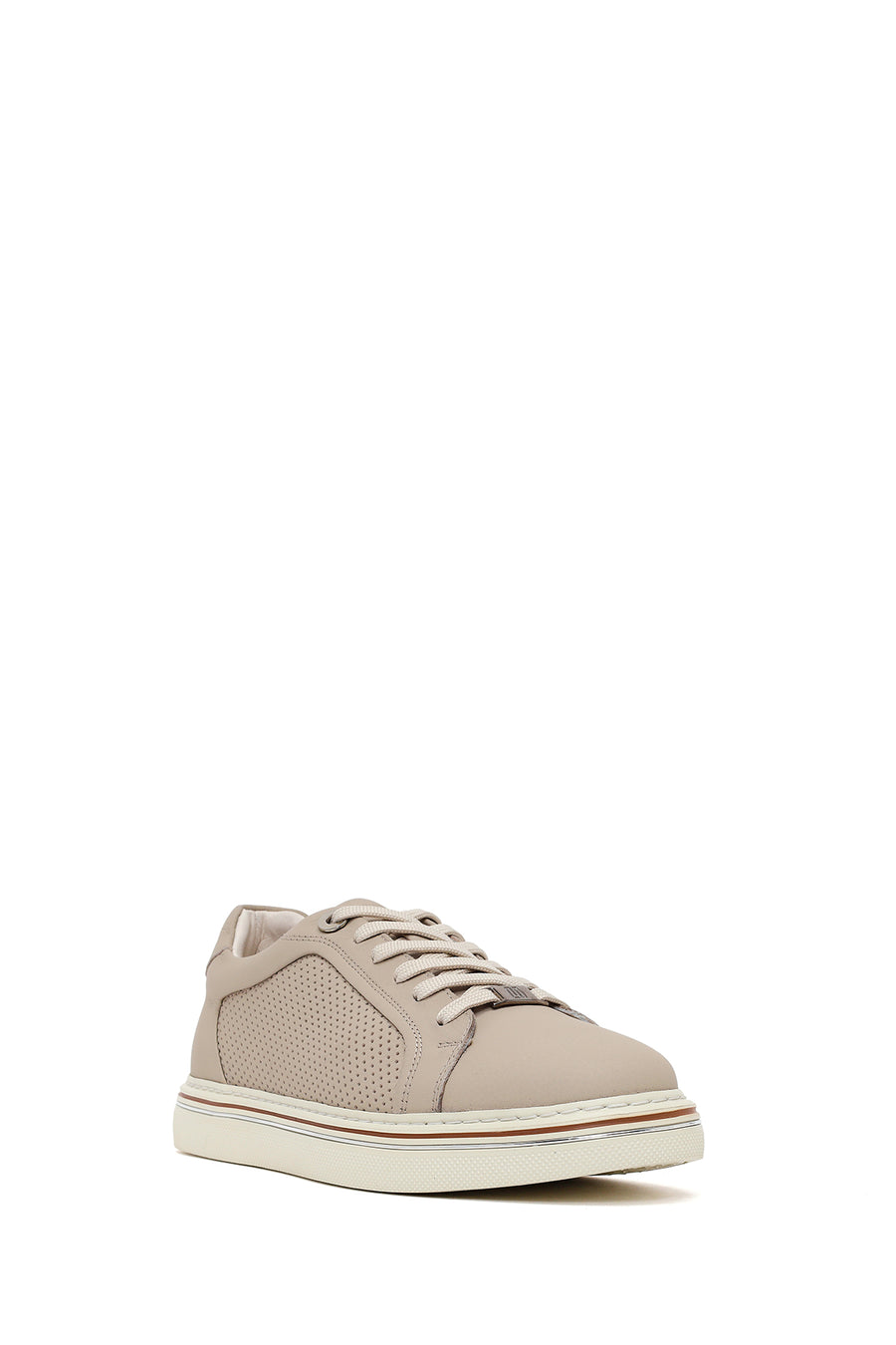 Male Beige Lace-Up Leather Sneakers