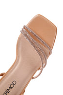 Women's Beige Ankle Strap Stone High Heel Sandals | Derimod