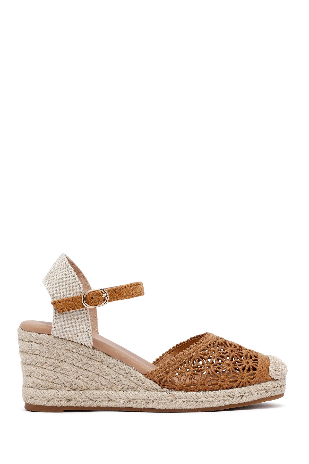 Kadın Taba Bilekten Tokalı Dolgu Topuklu Espadril 25SFE40186F | Derimod