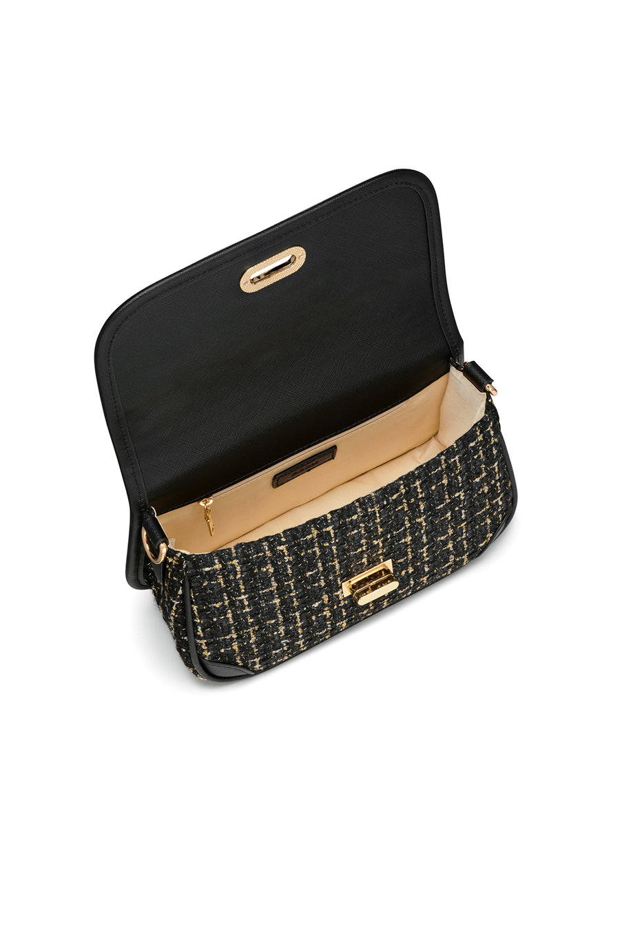 Geox Women's Black Gardinia Long Strap Patterned Handbag