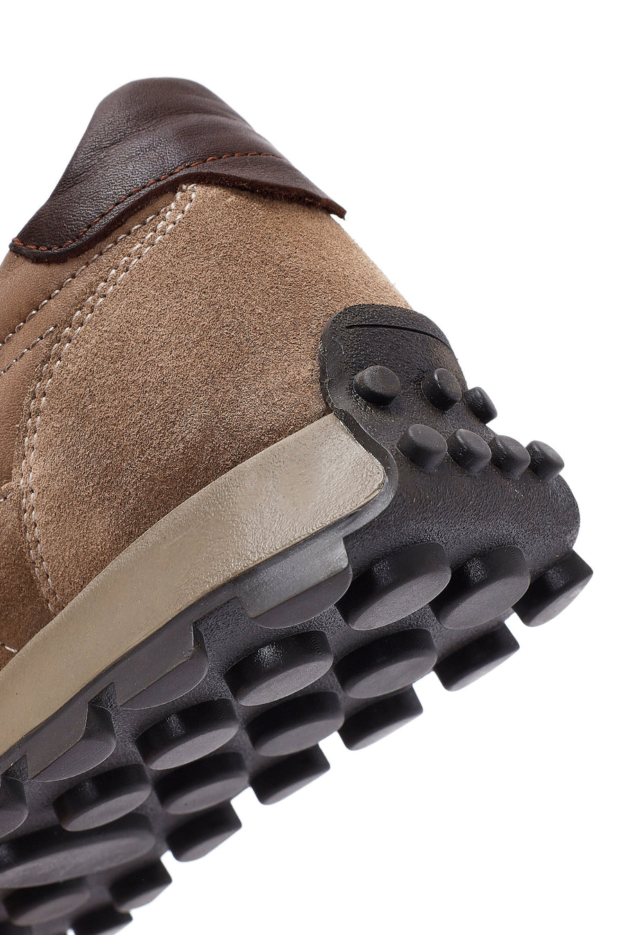 Erkek Vizon Bağcıklı Deri Sneaker