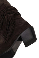 Woman Anthracite Thick-Heeled Suede Cowboy Boots | Derimod