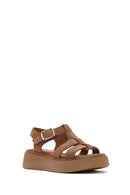 Kadın Pudra Bilekten Tokalı Kalın Tabanlı Süet Deri Comfort Sandalet | Derimod