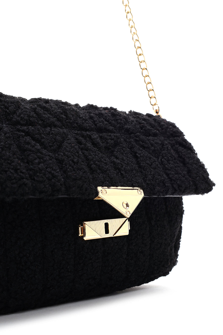 Women's Black Plush Crossbody Bag