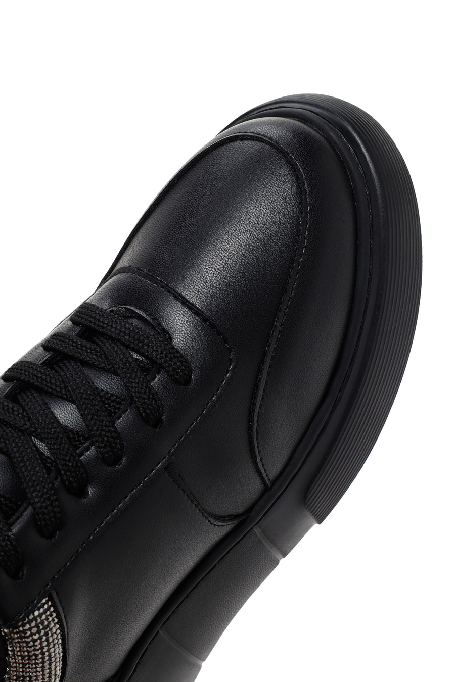 Kadın Siyah Kalın Tabanlı Taşlı Sneaker