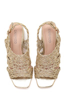Women's Gold Thick Heeled Sandals | Derimod