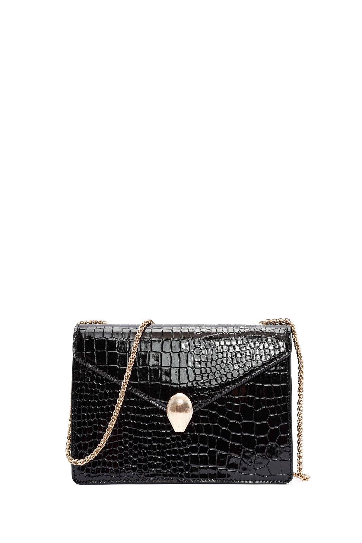 Women's Black Long Strap Crocodile Crossbody Bag 24WBD2886E3 | Derimod