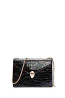 Women's Black Long Strap Crocodile Crossbody Bag | Derimod