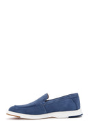 Men's Blue Suede Leather Casual Sports Loafer | Derimod