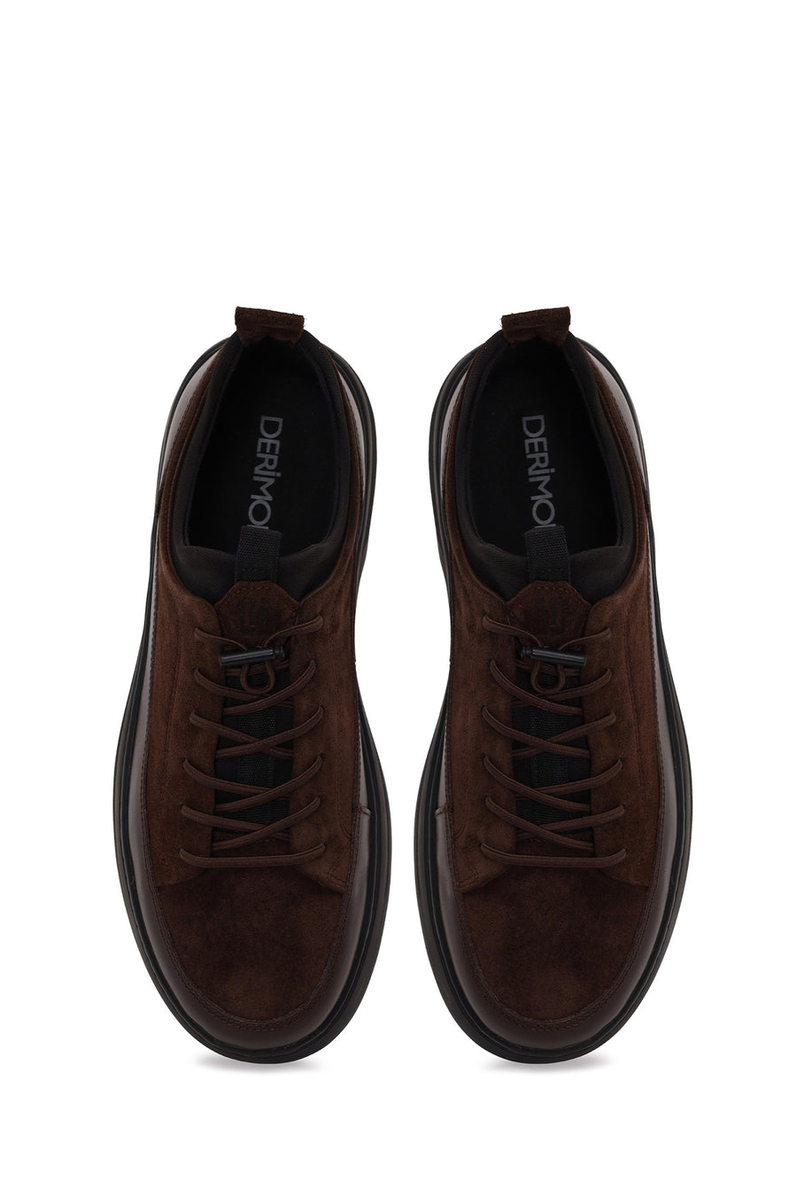 Male Brown Lace-Up Thick-Soled Leather Sneaker
