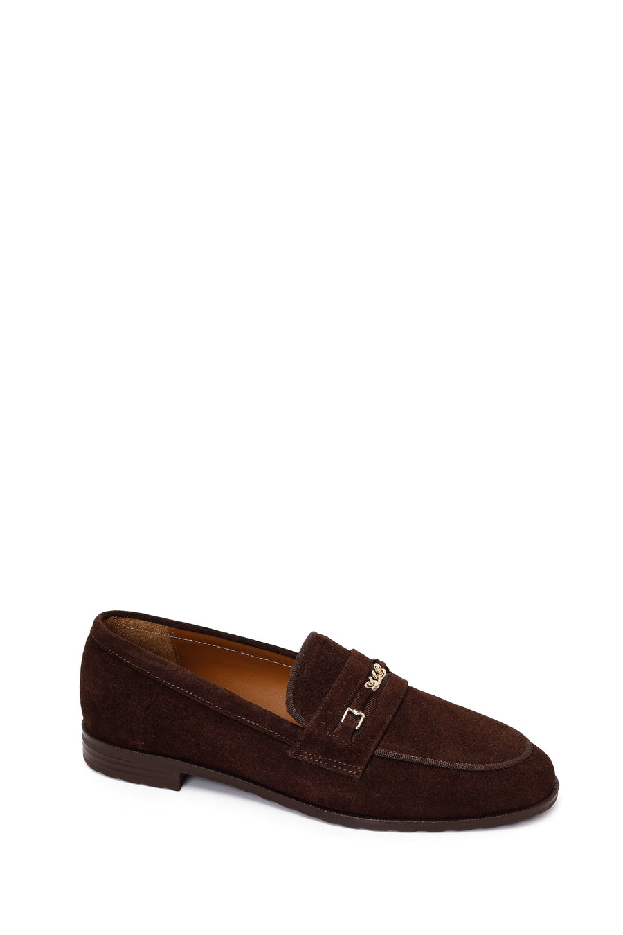 Woman Brown Buckled Suede Masculine Loafer