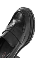 Women's Black Thick Heel Patent Leather Masculine Loafer | Derimod