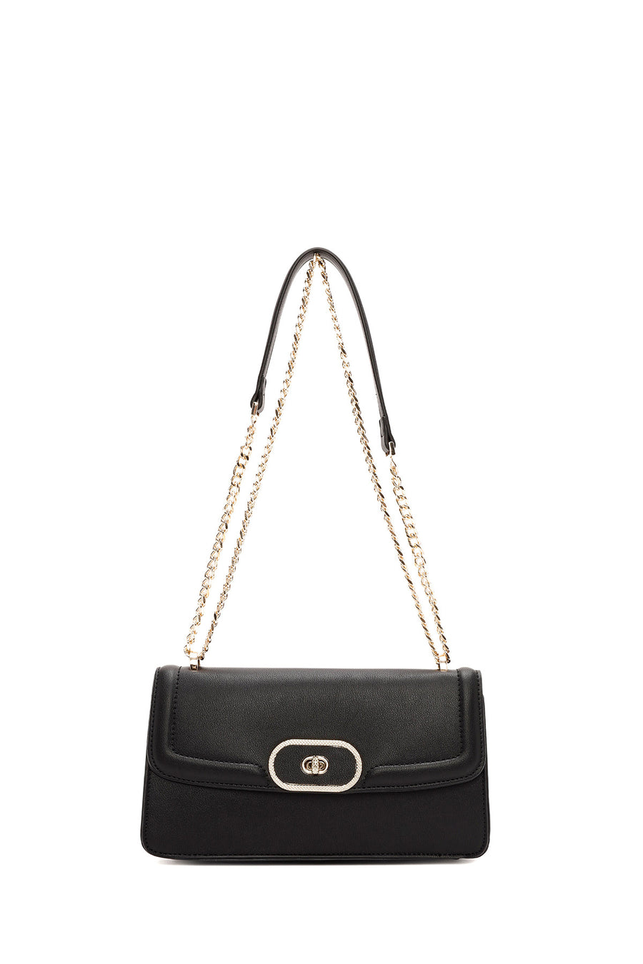 Women's Black Long Chain Strap Shoulder Bag