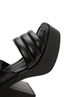 Women's Black Leather Platform Thick Heeled Sandals | Derimod