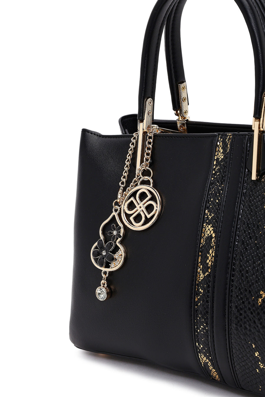 Woman Black Printed Long-Strap Shoulder Bag