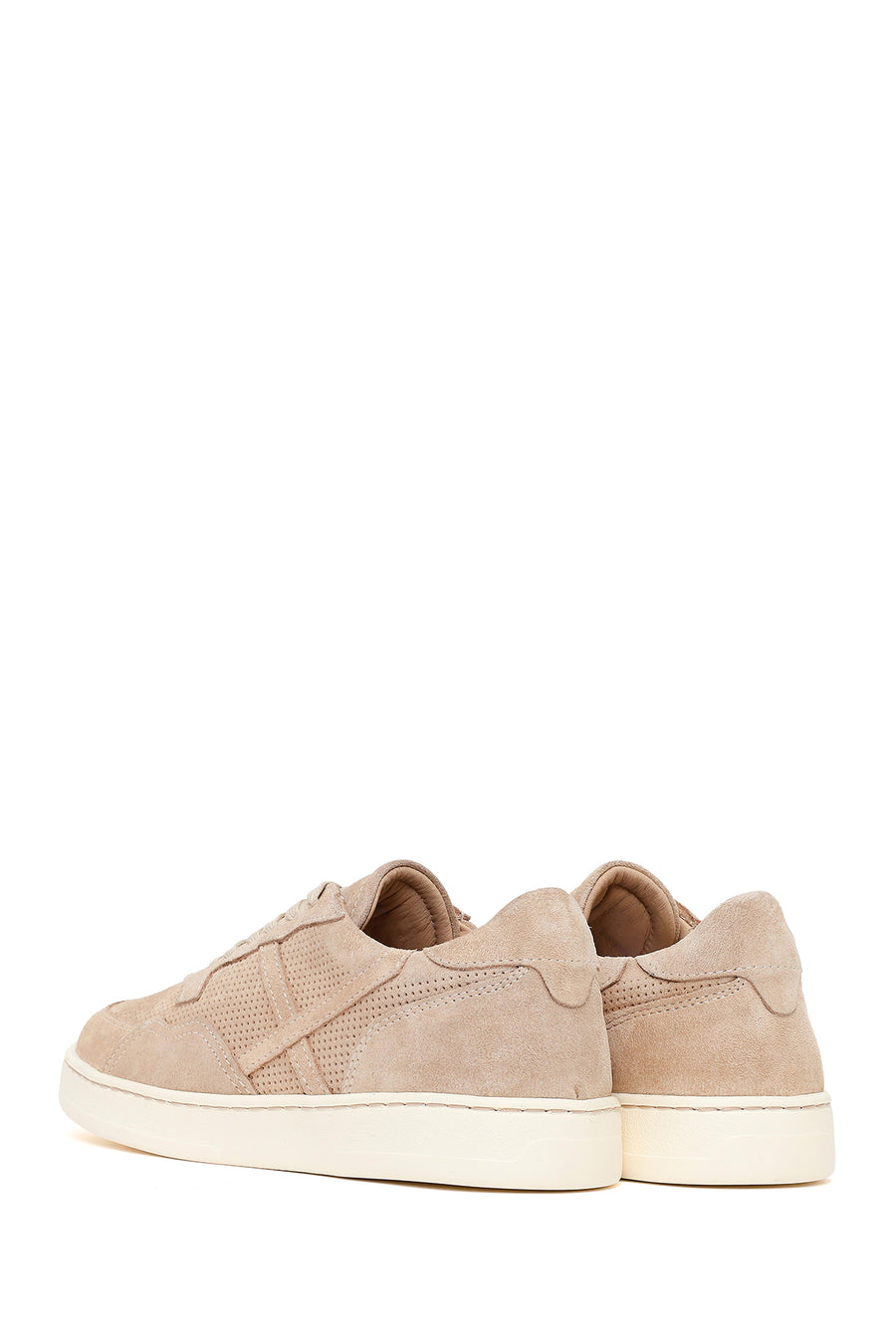 Woman Beige Lace-Up Suede Leather Sneaker
