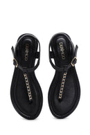 Women's Black Leather Sandals | Derimod