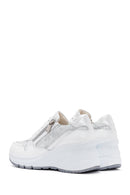 Women's White Wedge Heeled Lace-up Leather Sneaker | Derimod