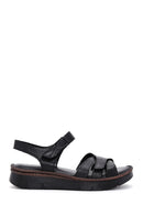 Women's Black Ankle Strap Leather Comfort Sandals | Derimod