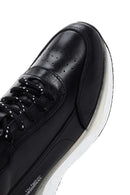 Men's Black Thick Soled Leather Sneaker | Derimod