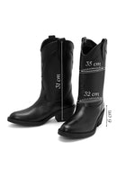 Women's Black Heeled Leather Cowboy Boots | Derimod