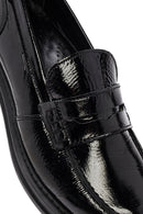 Women's Black Patent Leather Masculine Loafer | Derimod