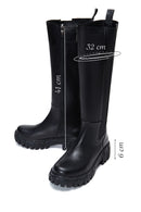 Women's Black Leather Thick Soled Boots | Derimod