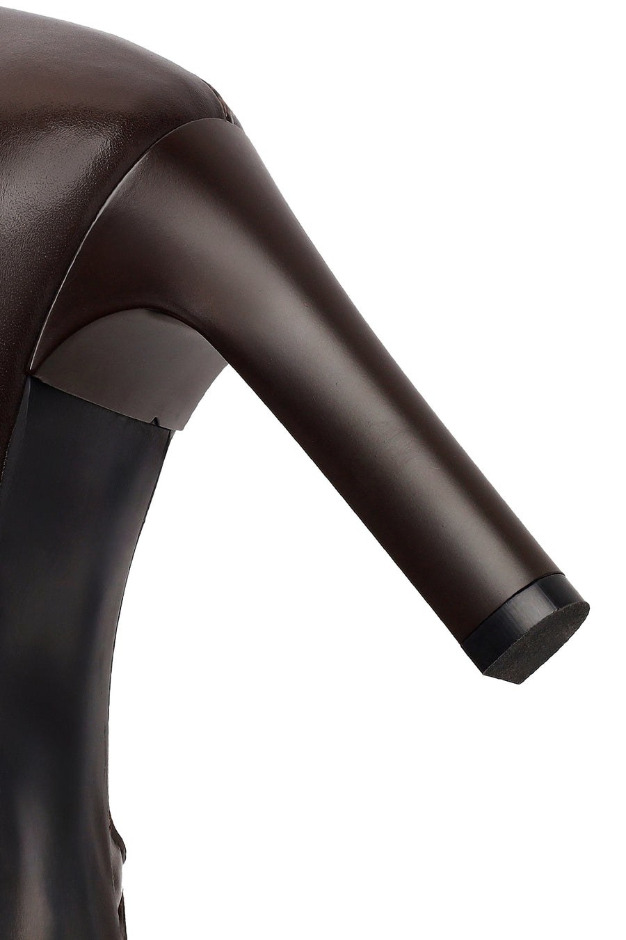 Woman Brown Zip Closure Thin High-Heel Leather Boots