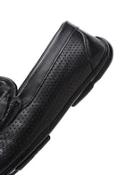 Men's Black Leather Braided Buckle Loafer | Derimod