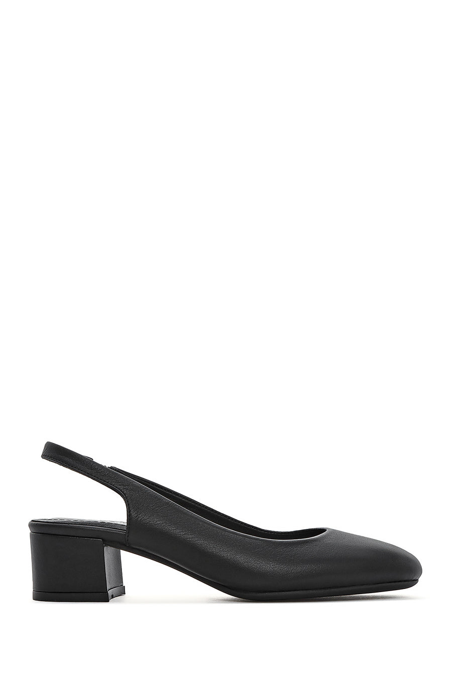 Derimod Flex Women's Black Open Back Thick Low Heel Leather Shoes 26PFD140718 | Derimod