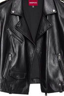 Egoist(Plus) Women's Black Leather Jacket | Derimod