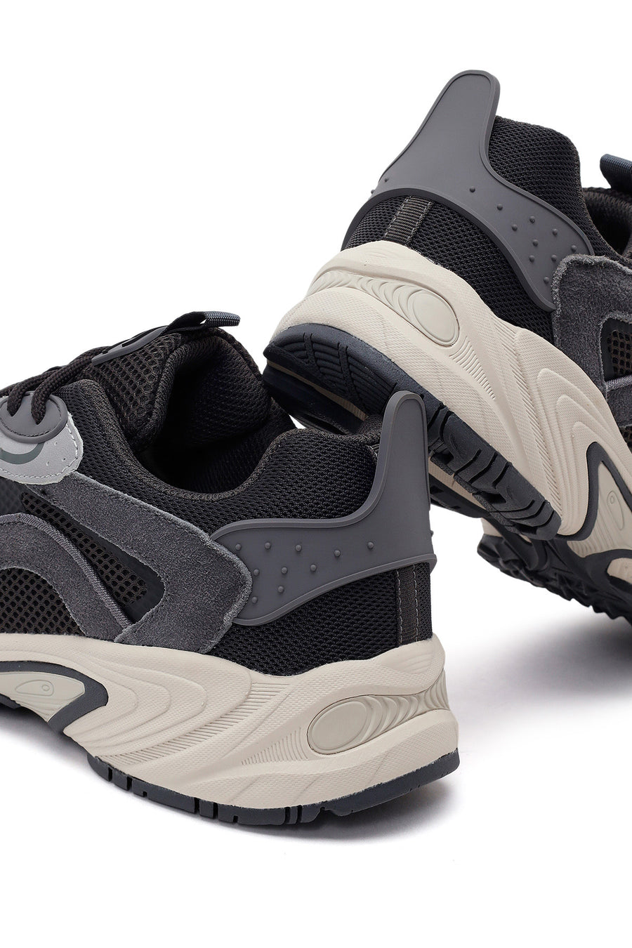 Male Gray Lace-Up Thick-Soled Leather Sneaker