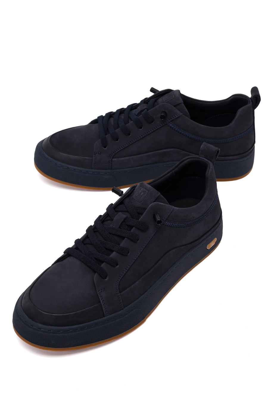 Erkek Lacivert Bağcıklı Nubuk Deri Sneaker