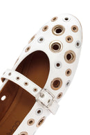 Women's White Leather Ballerinas | Derimod